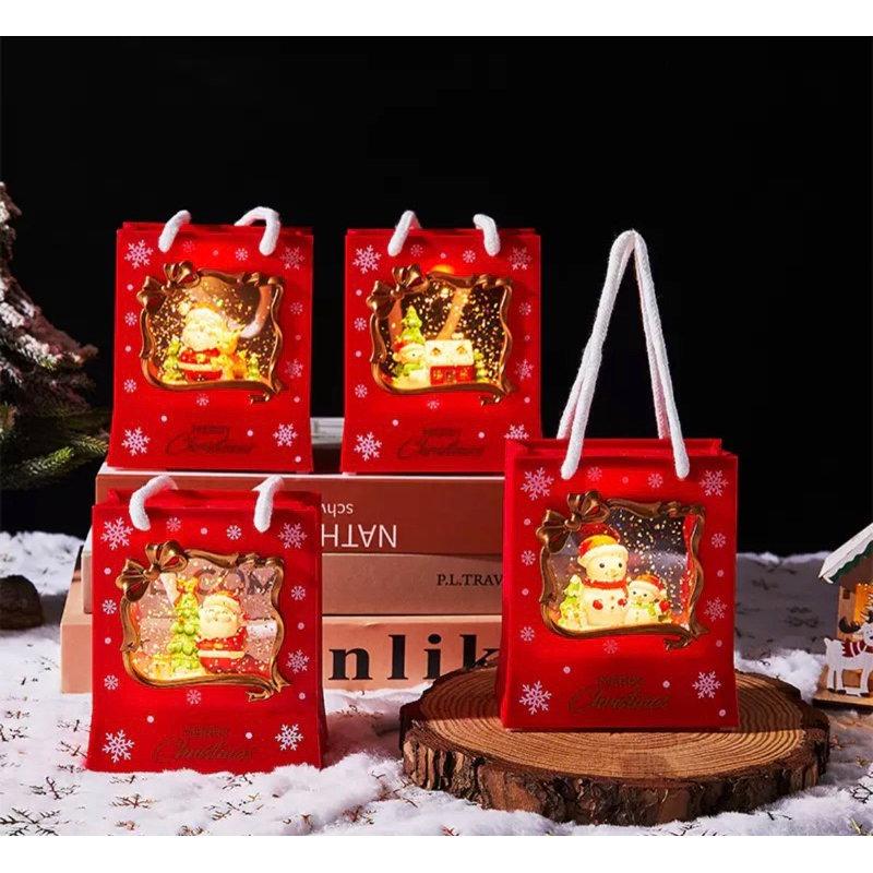 玉米田節慶👍新款聖誕禮品袋音樂盒/聖誕禮物/手搖飄雪音樂盒/交換禮物