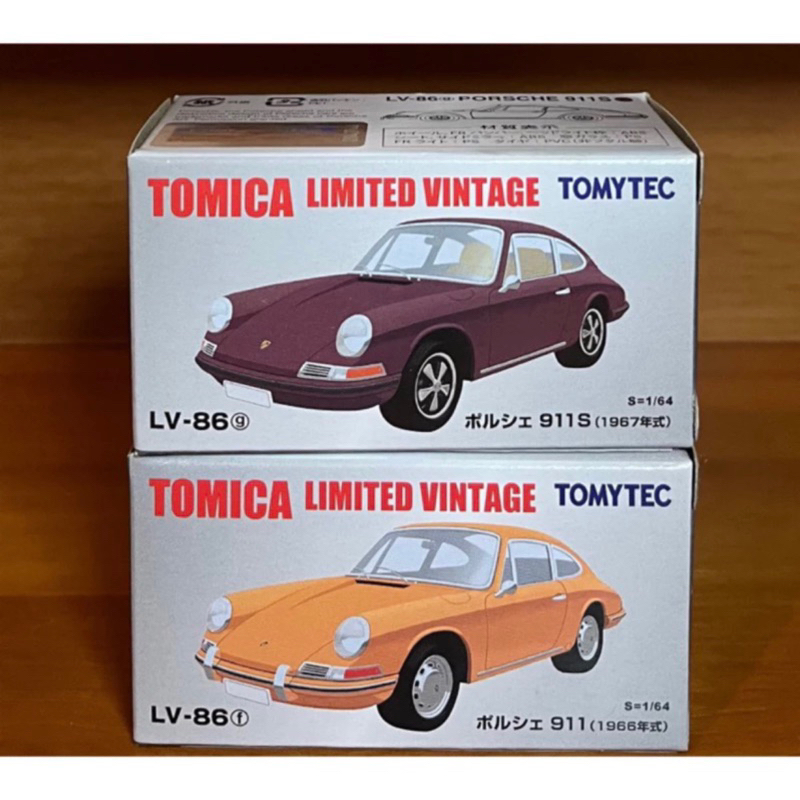 ｛愛車屋｝TOMICA全新現貨 LV-86 g /f保時捷911S 栗色/橘黃色、1對(贈送膠盒）