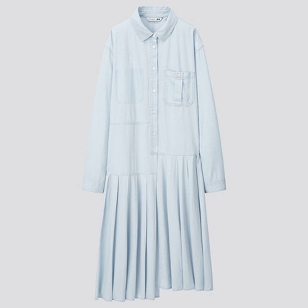 ［二手］UNIQLO X JW ANDERSON SS20 不規則拼接百褶襯衫式洋裝