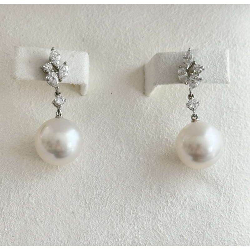 [7.6折］MIKIMOTO 珍珠之王 南洋珍珠鑽石耳環