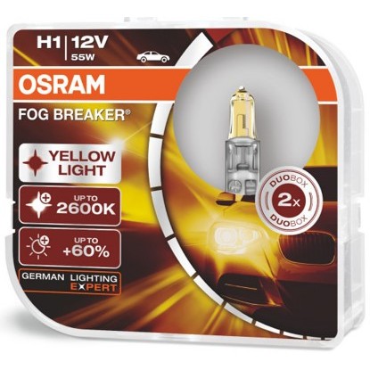 【億威】(62150FBR/H1/保固7天)OSRAM H1 2600K +60%FOG BREAKER終極黃金燈泡