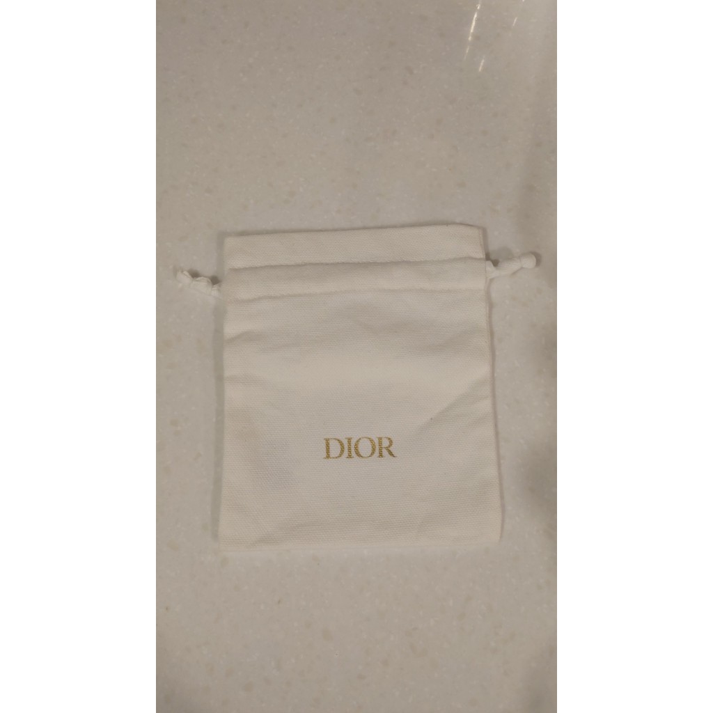 【全新未使用】迪奧 Dior 白色 金字 束口袋