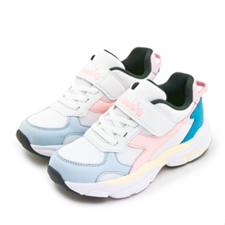 【DIADORA】迪亞多那 19cm-23cm 輕量4E寬楦避震慢跑鞋 歡樂老爹鞋系列 白藍粉 11095 中童