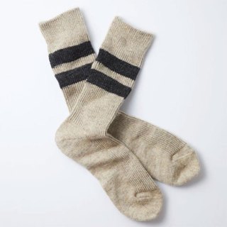 日本ROTOTO馬海毛不扎刺保暖安哥拉山混羊毛中筒襪米色
