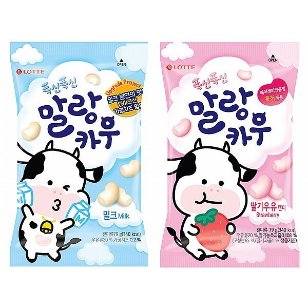 《番薯先生》韓國 LOTTE樂天 軟綿綿牛奶糖 鮮奶棉花軟糖 牛奶糖 草莓牛奶糖 棉花軟糖 草莓 原味 79g
