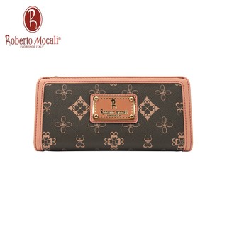 義大利《Roberto Mocali》典雅粉3鈔13卡單零錢格長夾RM-75210