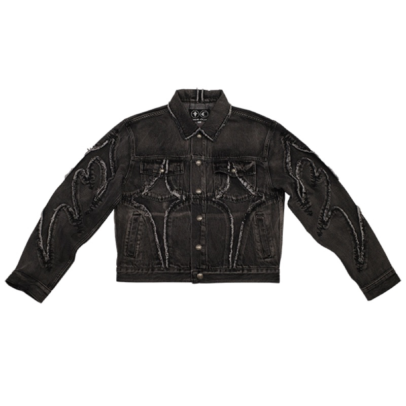 【VENTA】預訂 Thug Club Denim Tribal Jacket 黑色 拼接 牛仔外套