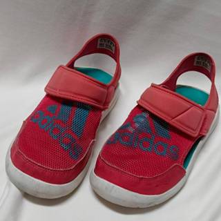 👟二手童鞋👟 Adidas 兒童涼鞋 魔鬼沾休閒鞋 粉色 (US13)