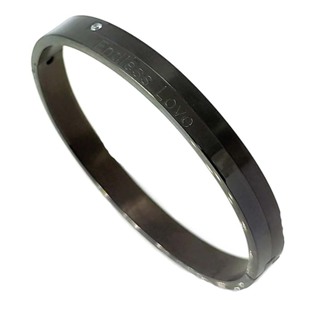 黑色LOVE英文字圓形水鑽鋼手環 不生鏽316鋼手鍊 中性款手鍊 韓系飾品 艾豆 C1206