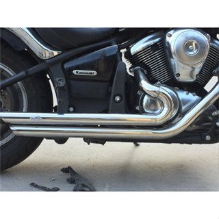 Vulcan900黑色排氣管 適用於 KAWASAKI 900改裝雙管排氣管 Vulcan900 舒適 Vulcan9