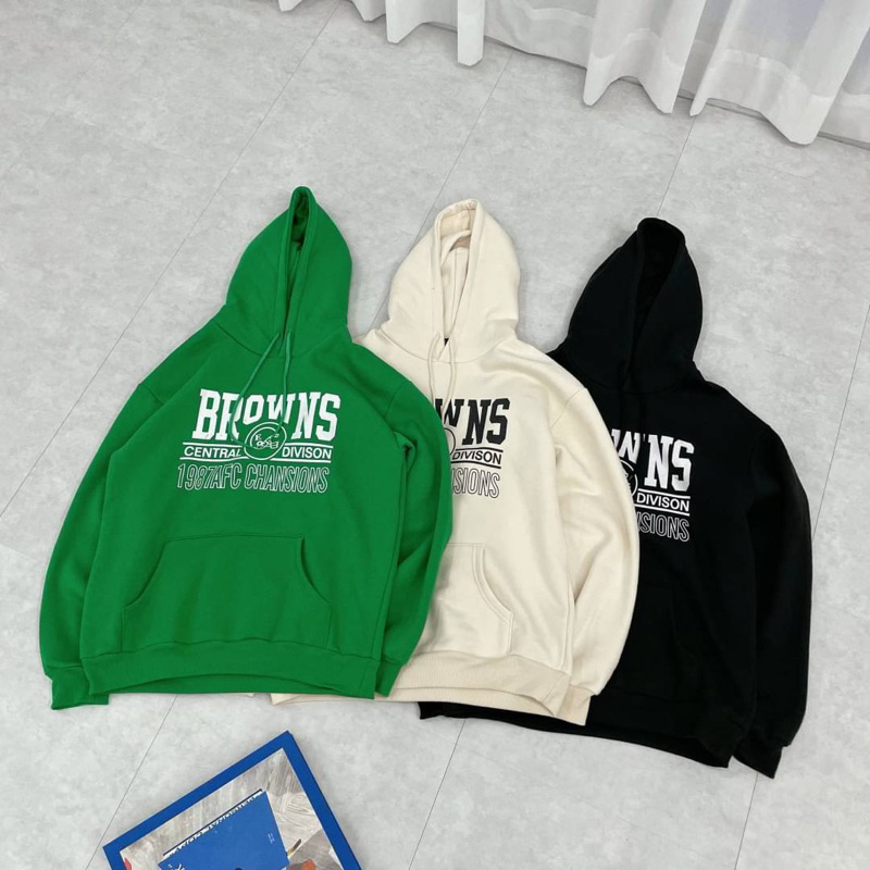 【iiin shop】🇰🇷 BROWNS橄欖球刷毛帽T 男女皆可 情侶 落肩 寬鬆