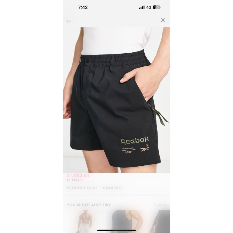 Reebok camping woven shorts in black 短褲