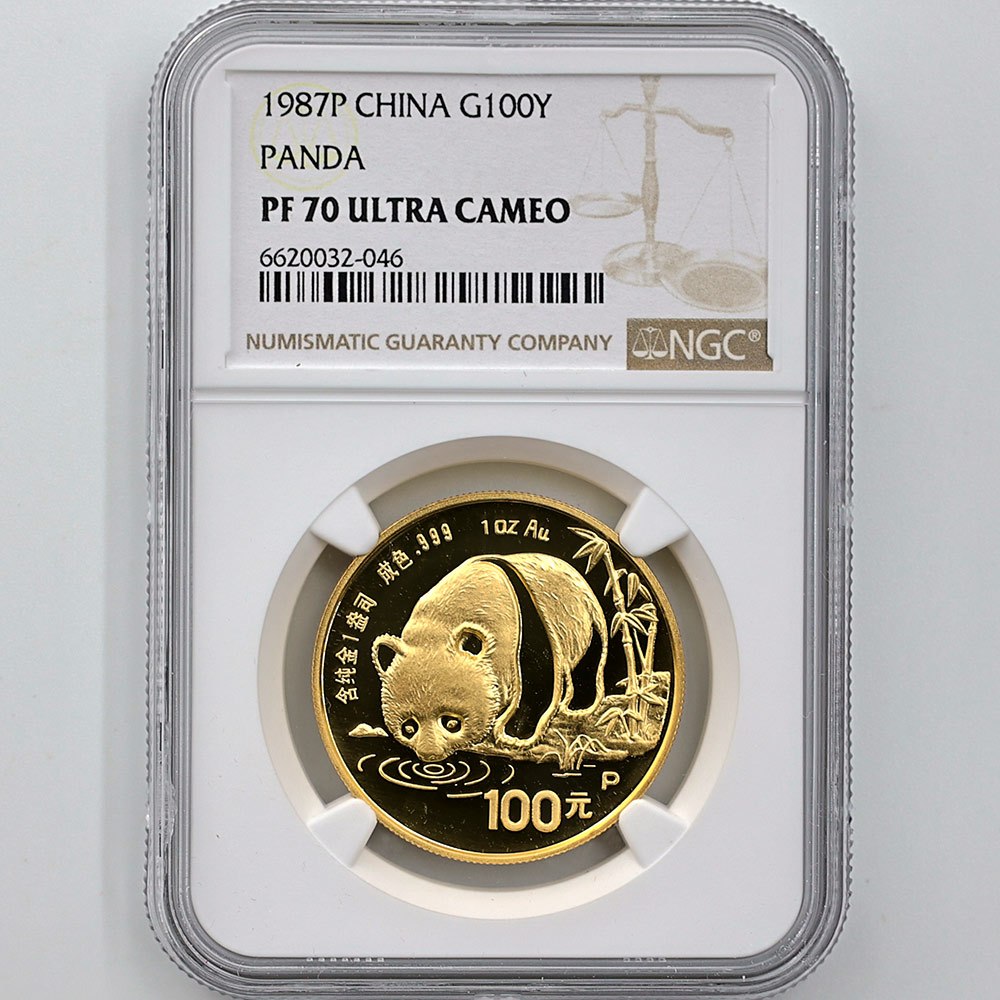 1987年 中國 熊貓 100元 1盎司 精製金幣 NGC PF 70 UC 最高鑑定 完全未使用品