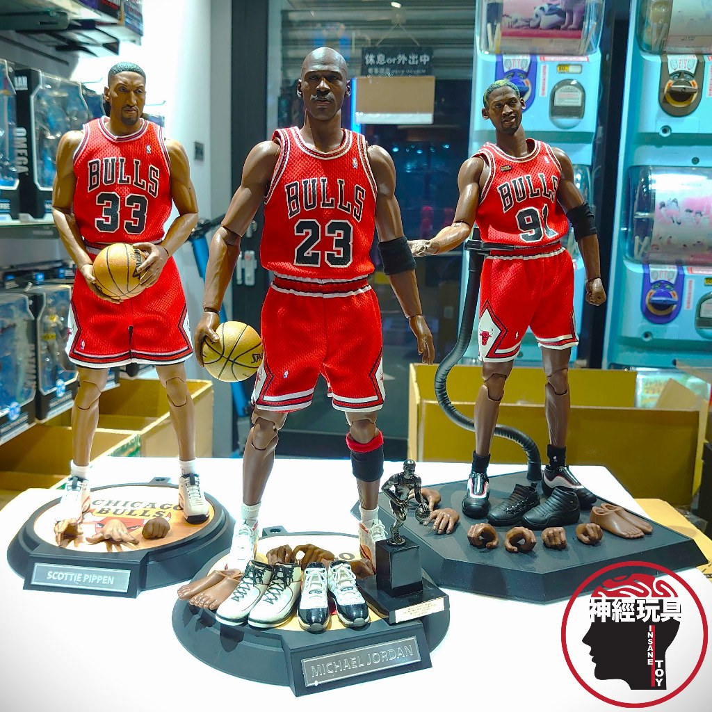 【神經玩具】二手展示 ENTERBAY NBA 公牛隊 三巨頭 喬丹 + 皮朋 + 羅德曼 Michael Jordan