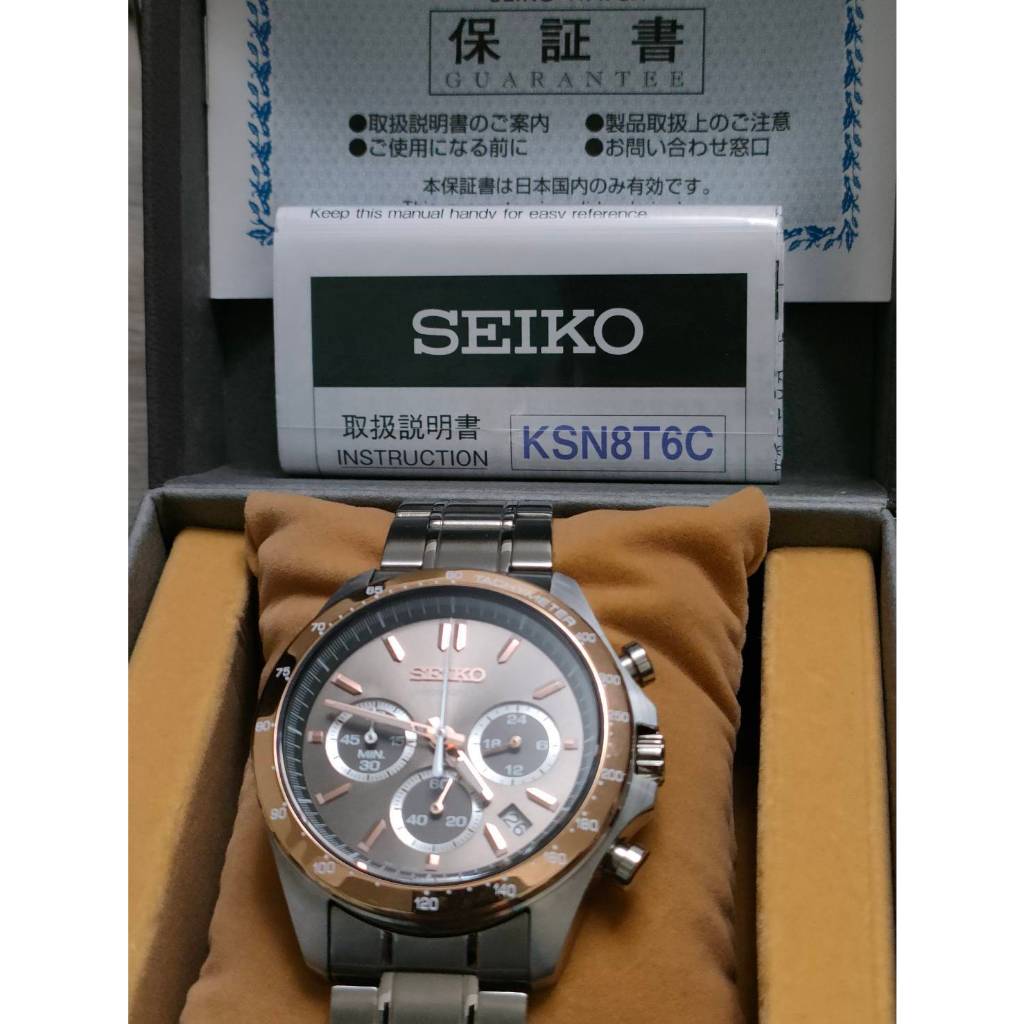 全新/出售/Seiko 日本國內販售款 三眼計時手錶（SBTR026) 灰色面X玫瑰金色款