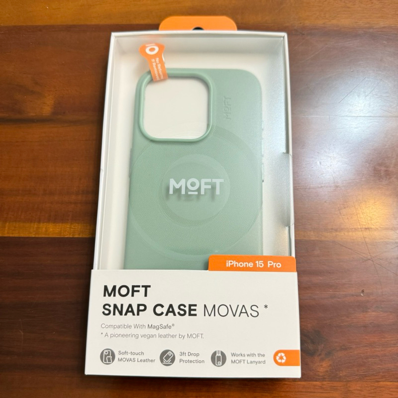 MOFT MOVAS iPhone 15 pro Magsafe 皮革雙倍磁力手機殼-湖水綠