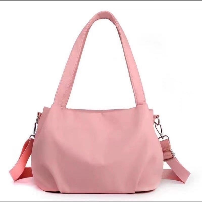 〔圖一色櫻花粉〕新款防水尼龍輕量型背包 水桶包 托特包 手提包 側背包