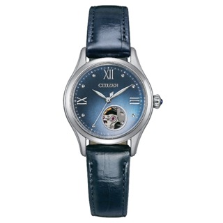 １２期分期【高雄時鐘錶公司】CITIZEN 星辰 PR1041-18N 光動能 藍寶石玻璃 藍 小牛皮 優雅鏤空機械腕錶