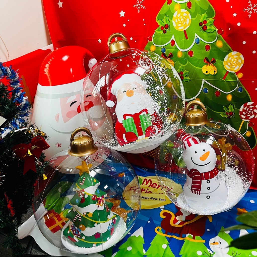 聖誕節 聖誕裝飾充氣發光氣球60cm聖誕球 LED聖誕節發光掛飾 聖誕戶外裝飾氣球 充氣玩具球 聖誕裝飾 耶誕節派對氣球