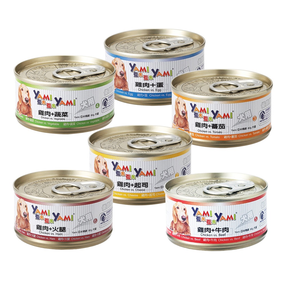 艾爾發寵物 | YAMI YAMI 亞米亞米 小金罐 80g 美味狗罐頭 6種口味
