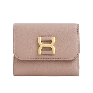 CHLOE Marcie Logo 皮革 三折 皮夾 零錢包 卡夾 短夾 裸粉色