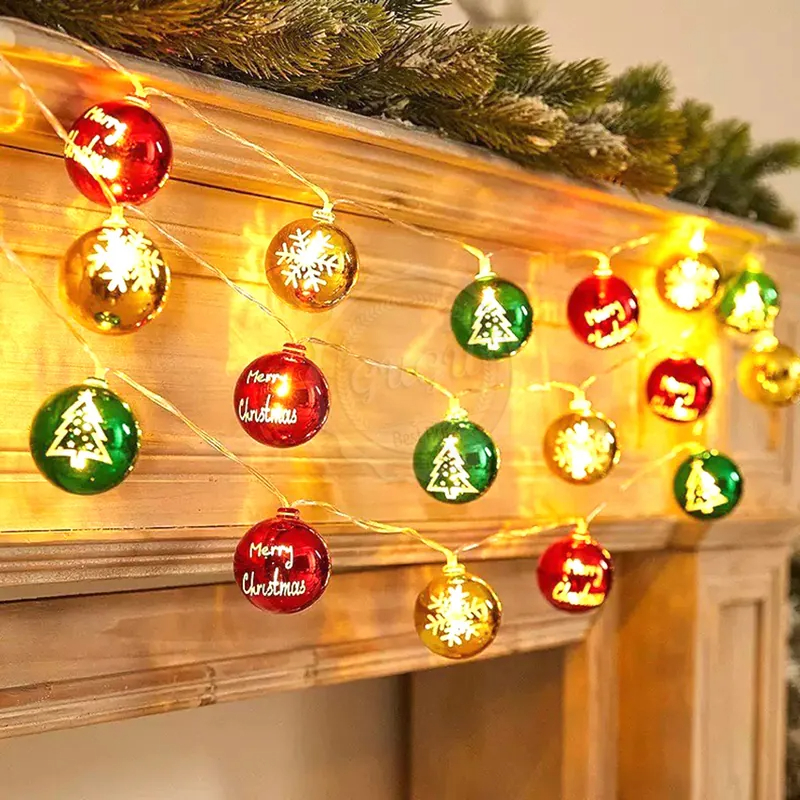 聖誕圓球裝飾燈串(20燈) LED燈串 聖誕燈 耶誕燈飾 聖誕 串燈 五星燈串 氣氛燈 聖誕燈串【侖媽文具玩具批發】