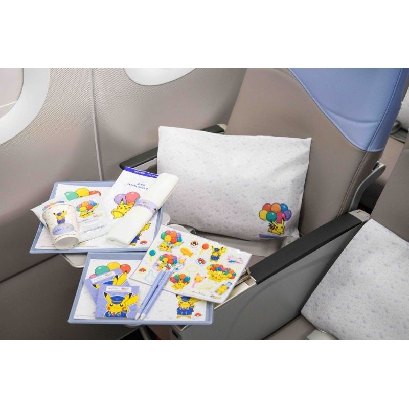 全新 中華航空 華航 皮卡丘聯名 寶可夢 機上用品 抱枕套 枕頭套 行李吊牌 便條紙 零食
