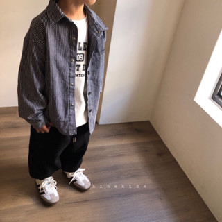 110-120cm/現貨.童裝實拍/加絨加厚/日系直條紋加絨襯衫外套 厚牛仔襯衫 加絨襯衫 男童 中大童 兒童