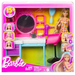 正版代理 Barbie 芭比時尚沙龍玩頭髮遊戲組 10826 芭比娃娃 洋娃娃 理髮師芭比 芭比配件