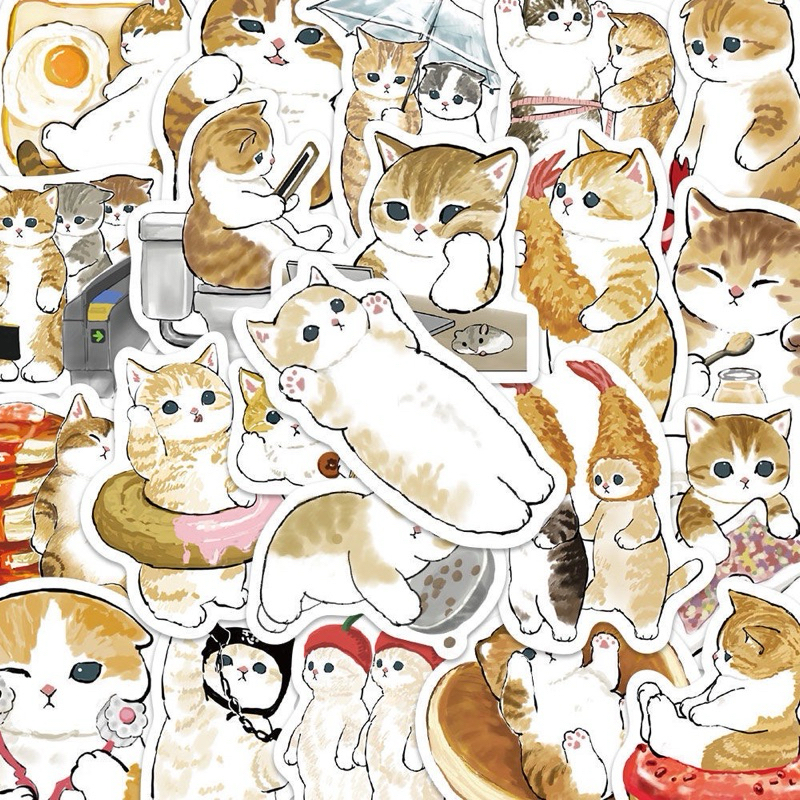 馨馨小舖 ｜42張可愛橘貓貼紙 卡通可愛小貓咪 手機殼裝飾 防水貼畫 手帳貼紙💗