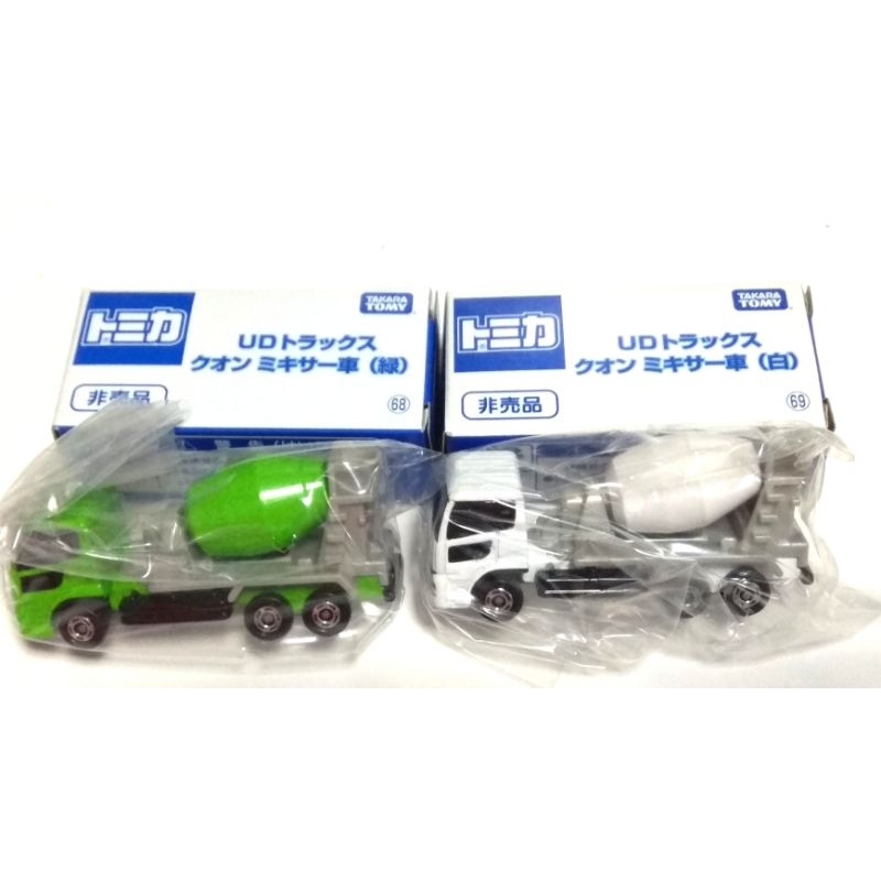 TOMICA 非賣品 水泥車 2入組合 68 綠色 + 69 白色 水泥攪拌車 水泥預拌車 UD TRUCKS QUON