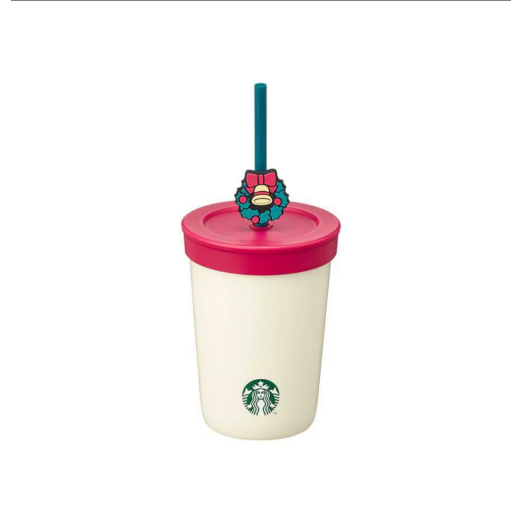 Starbucks官方正品！韓國星巴克杯子2023聖誕節355ml米白小標不銹鋼吸管杯咖啡杯果汁珍奶茶奶昔茶水杯