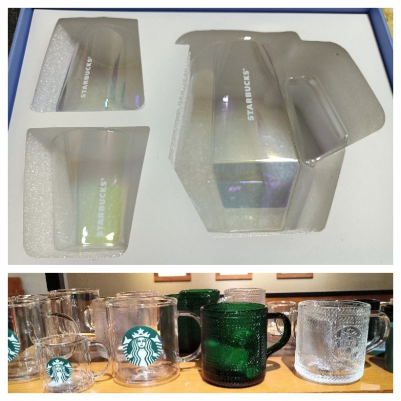 [星巴克]Demi綠女神把手玻璃杯，綠女神把手玻璃杯，碧綠格紋女神玻璃杯，星光熠熠玻璃杯壺組，透明格紋女神玻璃杯