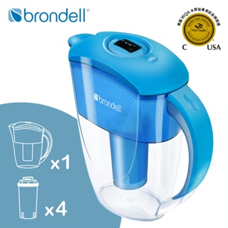 【美國邦特爾】Brondell H2O+ 八周長效濾水壺（藍）+4芯 - 買再贈濾心1入（共5芯）