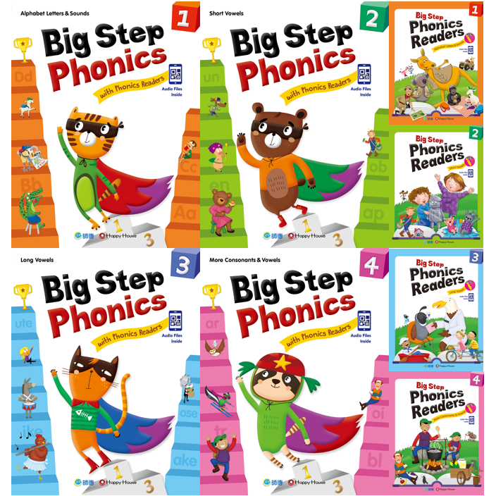 【華通書坊】Big Step Phonics Readers 系列(課本+練習本+線上資源)(附QR CODE音檔隨掃即聽) Readers(附全書音檔 QR CODE) (支援iPEN點讀筆) Happy Content 師德文教