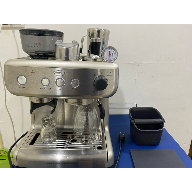 【二手】Sunbeam MAX銀義式濃縮咖啡機(+EMA3000原廠配件組、雙層玻璃杯、OXO保鮮盒) 原廠恆隆行公司貨
