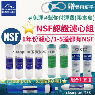 【blueocean歐森】NSF認證五道一年濾心/cleanpure/matrikx/pp+cto+UDF&ro膜/濾芯