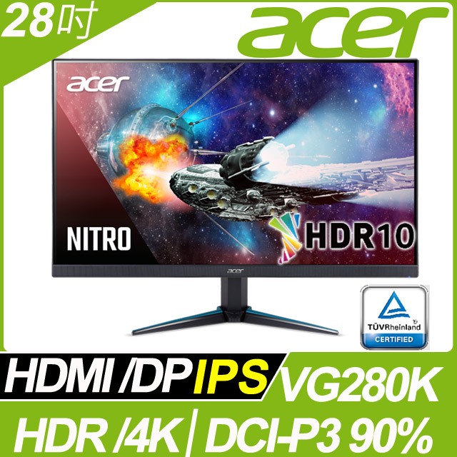 奇異果3C 福利品 acer VG280K HDR電競螢幕(28吋/4K)9805.G280K.301