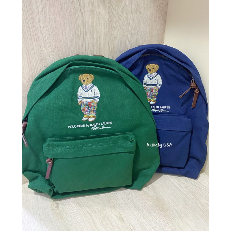 免運✨台灣現貨✨美國🇺🇸Polo Ralph Lauren專櫃POLO刺繡 熊 帆布Backpack後背包 雙肩包 背包