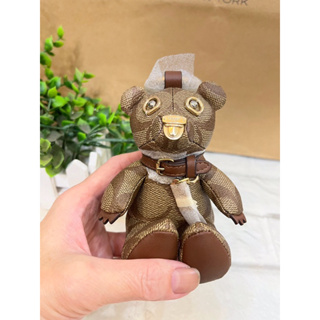 現貨🇱🇷 COACH 經典滿版小熊玩偶造型皮革鑰匙圈-咖啡色