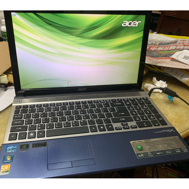 宏碁15吋筆電 Acer Aspire 5830TG 四核 i5-2450M 8G 750G Win7 GT540M