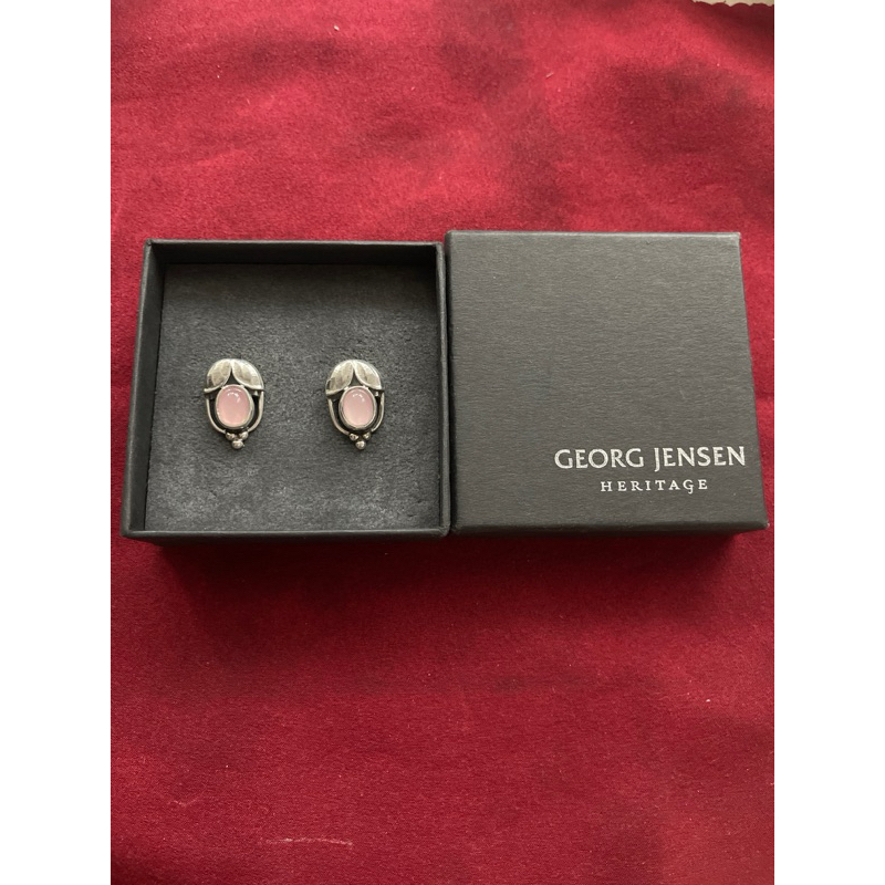 GEORG JENSEN 喬治傑生 2003 粉晶 耳夾式 耳環 年度耳環