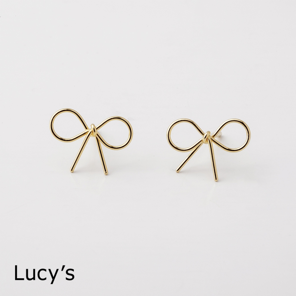 Lucy's 925純銀〔輕銀系列〕金色蝶結 耳環 (106687)