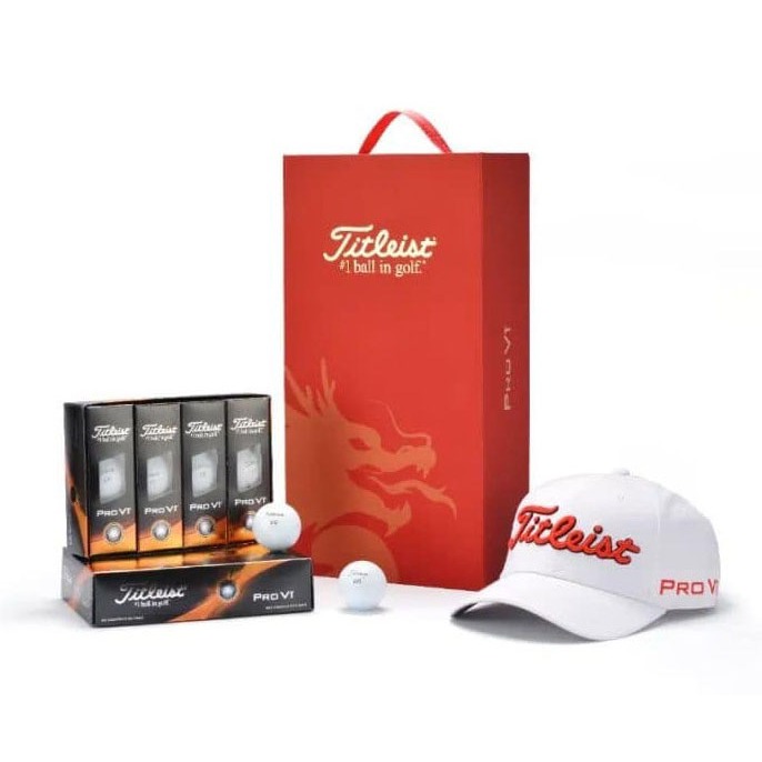 Titleist 2024 龍年禮盒-B( Pro V1 ProV1X*2dz+Titleist 龍年限量球帽*1)