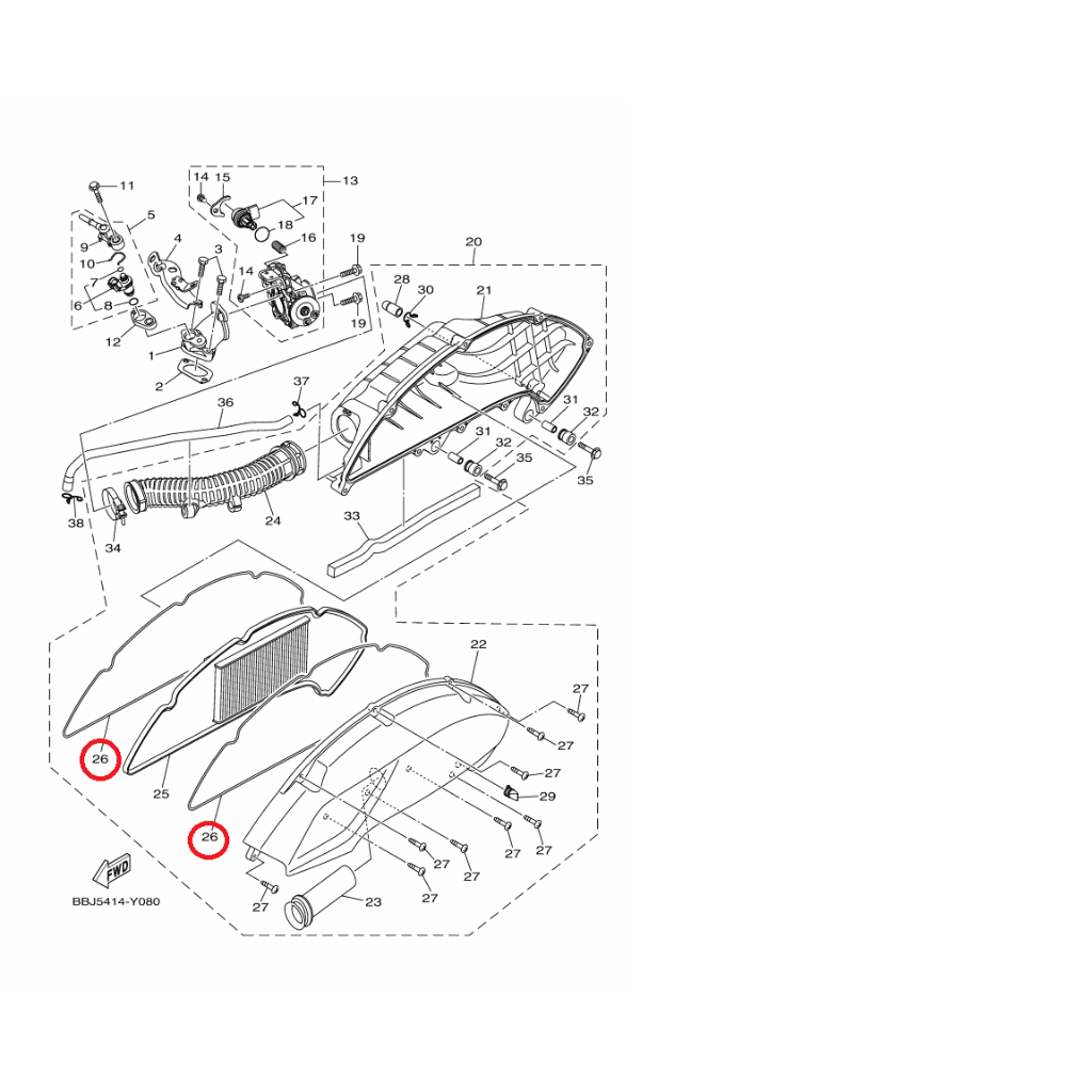 YAMAHA 原廠 新勁戰 六代 BWS 七期 N MAX 封圈 料號：B6H-E4452-10