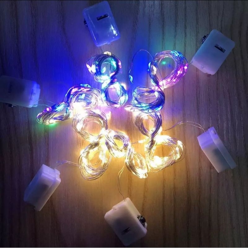 💥快樂童話💥聖誕燈串 3米暖白光 銅絲線 彩燈 蛋糕 聖誕裝飾 LED花藝銅線燈 LED燈串 電池銅線燈 3段可切換