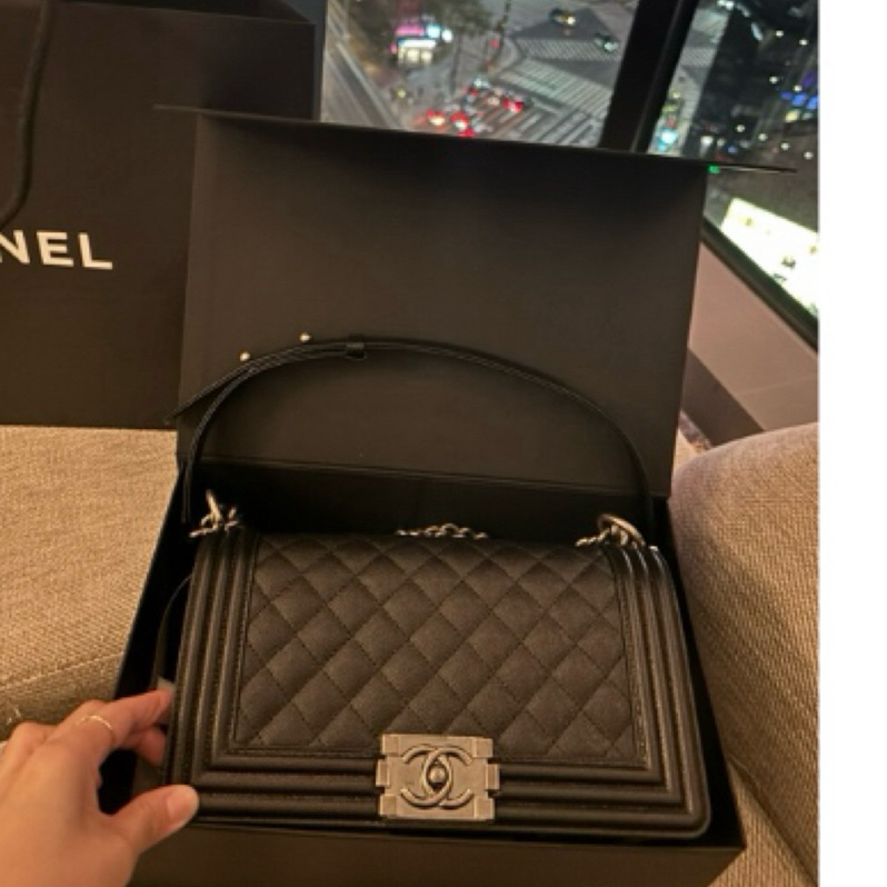 降價）Chanel Boy 25 黑銀