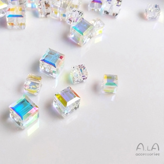 宏雲Hongyun-Ala-水晶散珠極光方糖方塊元素diy耳環幻彩鎖骨項鏈首飾品配件