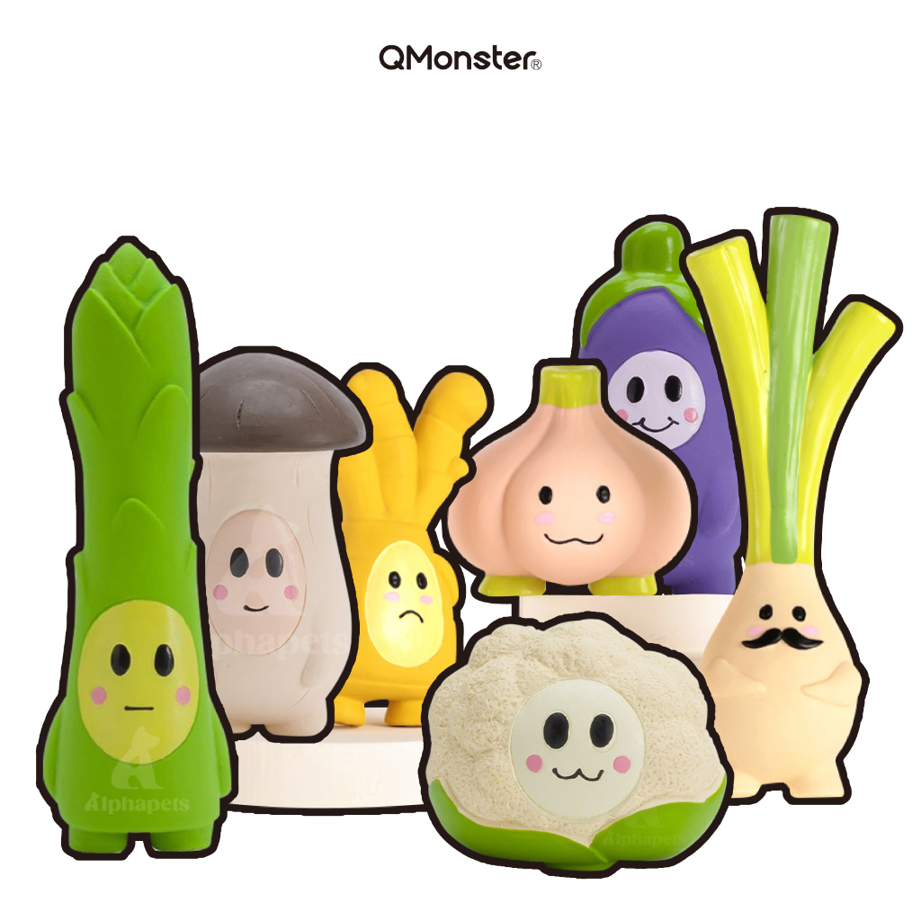 Q-MONSTER 薑蔥蒜家族 小小蔬菜家族 發聲玩具 寵物玩具  乳膠玩具 - 艾爾發寵物 Alphapetstw