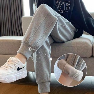 L-6XL 大尺碼 長褲 休閒褲 運動褲 大碼女裝 加絨加厚秋冬寬鬆休閑顯瘦束腳衛褲